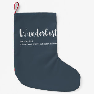 Wanderlust-definitie witte grijze blauwe kleur kleine kerstsok