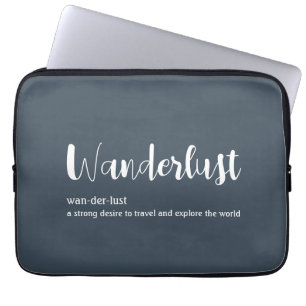 Wanderlust-definitie witte grijze blauwe kleur laptop sleeve