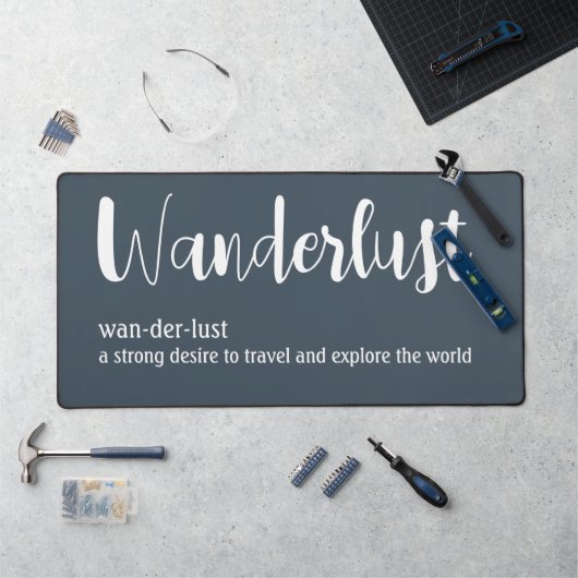 Wanderlust définition blanc gris bleu couleur (Poste de travail)