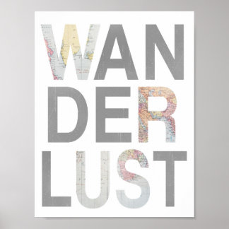 Wanderlust Gray Punch Out Kaart Poster