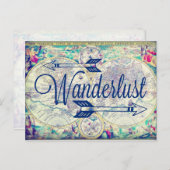 Wanderlust  Map  Travel Briefkaart (Voorkant / Achterkant)