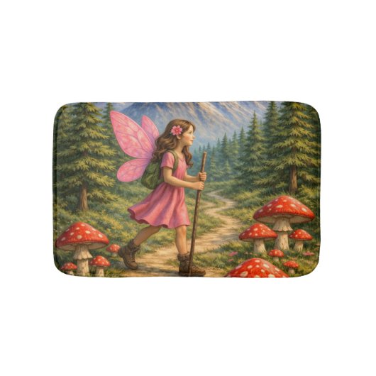 Wanderlust Mountain Fairy Hiker Fairycore Mushroom Badmat (Voorkant)