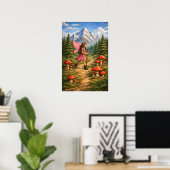 Wanderlust Mountain Fairy Hiker Fairycore Mushroom Poster (Thuiskantoor)