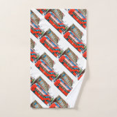  Wanderlust Red London Bus Ride Voyageur Funky  (Serviette à main)