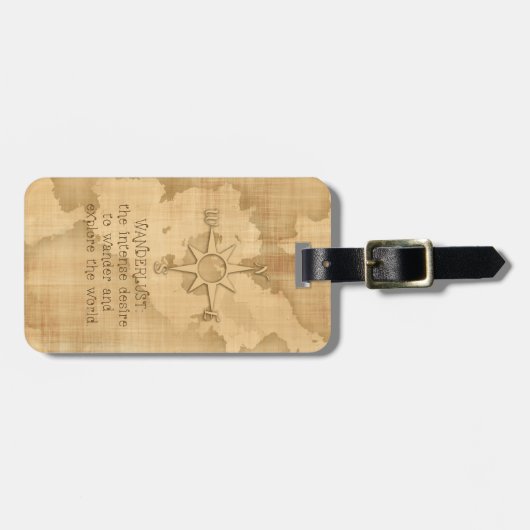 "Wanderlust..." Reizigerprijsopgave op  papier Bagagelabel (Voorkant horizontaal)