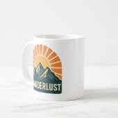 Wanderlust Retro Blue Mountain Sunrise Nature Art Koffiemok (Voorkant links)
