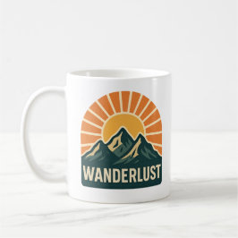 Wanderlust Retro Blue Mountain Sunrise Nature Art Koffiemok