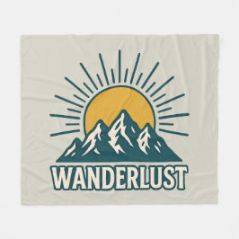Wanderlust Retro Teal Mountain Sunrise | Hiking Fleece Deken