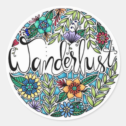 Wanderlust Ronde Sticker (Voorkant)