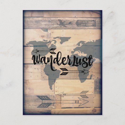 Wanderlust Rustic Wood Travel Carte postale (Devant)