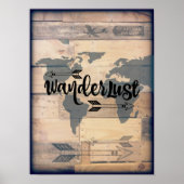 Wanderlust Rustic Wood Travel Poster (Devant)
