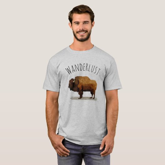 WANDERLUST T-Shirt: Amerikaanse buffel (Bison) T-shirt (Voorkant volledig)