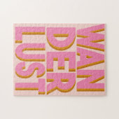 Wanderlust Typography Wall Art Poster in roze Legpuzzel (Horizontaal)