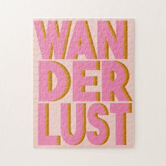 Wanderlust Typography Wall Art Poster in roze Legpuzzel (Verticaal)
