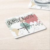 Wanderlust Vierkante Kartonnen Onderzetter (Schuin)
