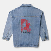 Wanderlust Vrouw Silhouet in Red Hearts Denim Jacket (Achterkant)