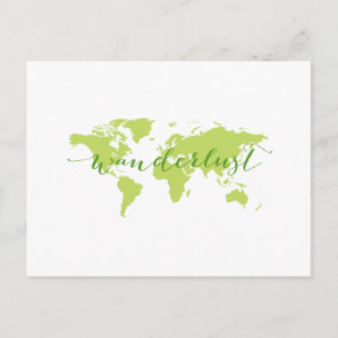 Wanderlust, wereldkaart briefkaart