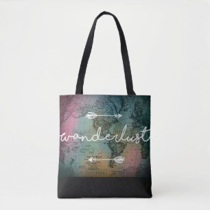 Wanderlust Wereldkaart Canvas tas