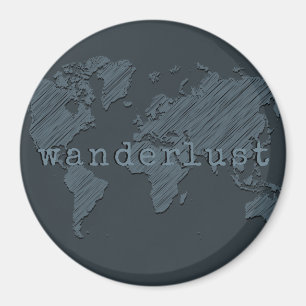 Wanderlust Wereldkaart Gunmetal Gray Magneet
