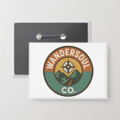 WanderSoul Co. – Retro Reis Logo Knop Button (Voorkant / Achterkant)