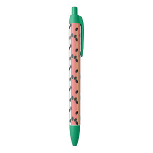 Wandestrepen en Zaden Fruit Groen Roze Zwarte Inkt Pen