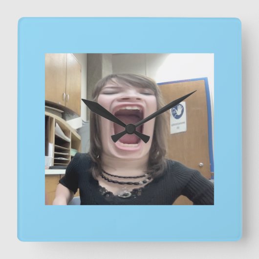 Wandklok, 10-inch rondhout Lijst Vierkante Klok (Voorkant)