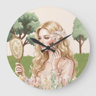 Wandklok, 25 cm Natuurlijke pastel vrouwen vintage Grote Klok