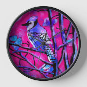 Wandklok blauw Jay grillig Abstract roze (Voorkant)