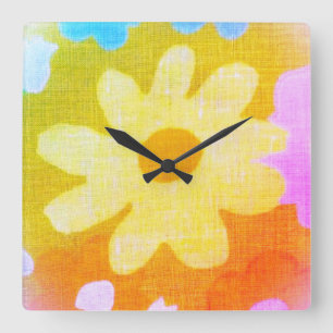 Wandklok BLOEM ONTWERP STIJL Vierkante Klok