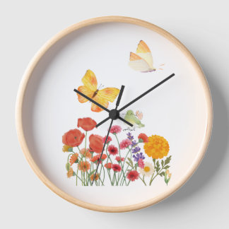 Wandklok Bloemen & Vlinders – Elegante Decoratie