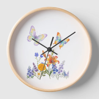 Wandklok Bloemen & Vlinders – Elegante Decoratie