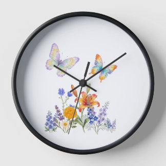 Wandklok Bloemen & Vlinders – Elegante Decoratie