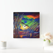 wandklok "Blue Weed" Vierkante Klok (Huis)