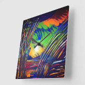 wandklok "Blue Weed" Vierkante Klok (Hoek)