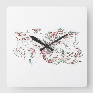 Wandklok Decoratie | Aarde typografisch ontwerp Vierkante Klok