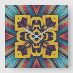 Wandklok, een kleurrijke klassieke design vierkant vierkante klok