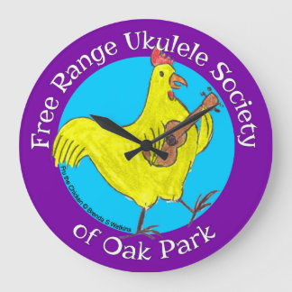 Wandklok Free Range Ukulele Society Logo Grote Klok