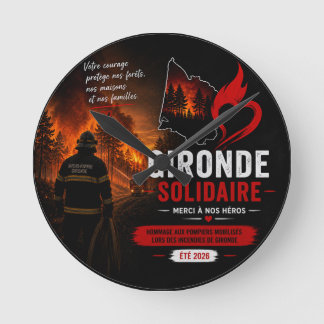 Wandklok - "Gironde Solidaire 2026" Ronde Klok