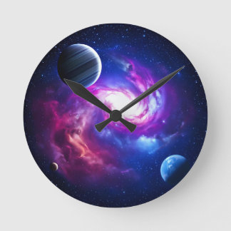 wandklok in het heelal ronde klok