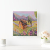 wandklok in het landschap vierkante klok (Huis)