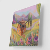 wandklok in het landschap vierkante klok (Hoek)