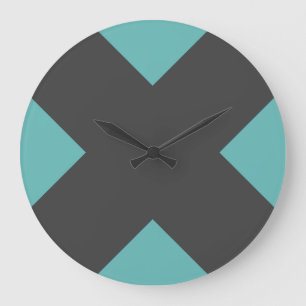 Wandklok Koolzwart Teal Geometrisch X Modern Grote Klok