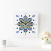 wandklok met kleurrijk medaillonontwerp vierkante klok (Huis)