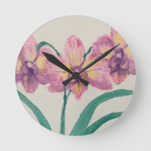Wandklok met mooie orchideeën van mijn schilderij ronde klok