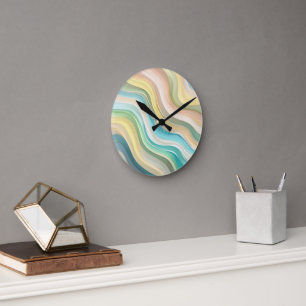 wandklok met pastelgolf ronde klok