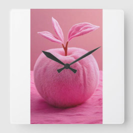 Wandklok met perzik vierkante klok