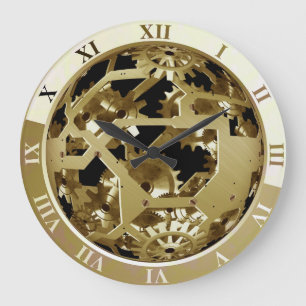  wandklok met steampunk "Blootgestelde machine" Grote Klok