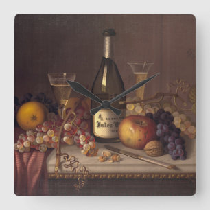 wandklok met stilstaand leven vierkante klok