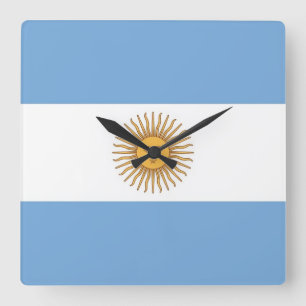 Wandklok met vlag Argentinië Vierkante Klok