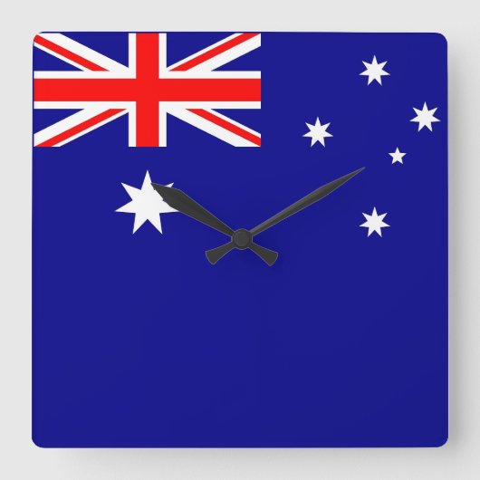 Wandklok met vlag Australië Vierkante Klok (Voorkant)